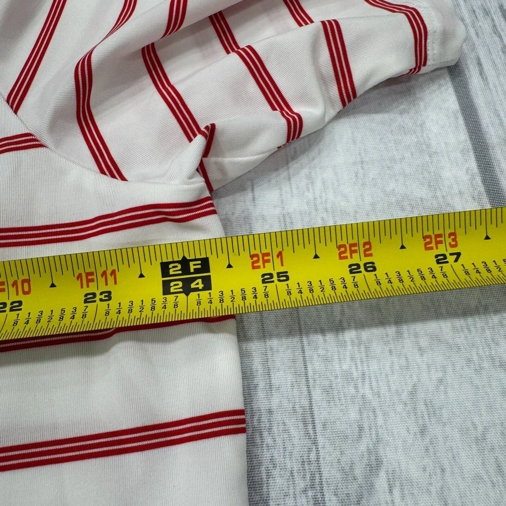RLX Ralph Lauren Polo Shirt XL White Red‎ Stripe Nassau Country Club Golf Mens